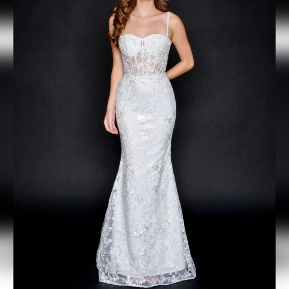 rosemore couture Dresses Rosemore Couture White Lace Prom Pageant